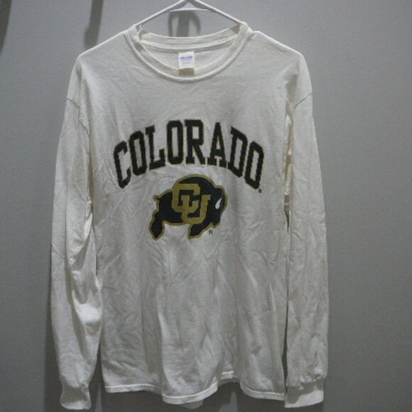 Colorado University Buffaloes White Long Sleeve Crewneck T-Shirt-Size M-Unisex - Picture 1 of 3